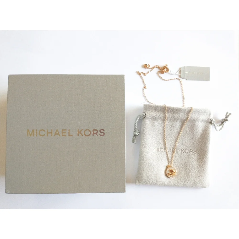 New! MICHAEL KORS Crystal Zodiac Pisces Gold-plated Sterling Silver Necklace NWB